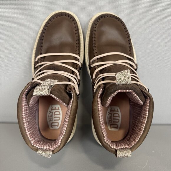 Hey Dudes Reyes Boots Women 10 Cocoa Brown Leather Slip On Pull Tab Ankle Bootie - Picture 6 of 10